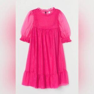 H&M x To All The Boys I’ve Loved Before Hot Pink Mesh Smocked Dress Size XL
